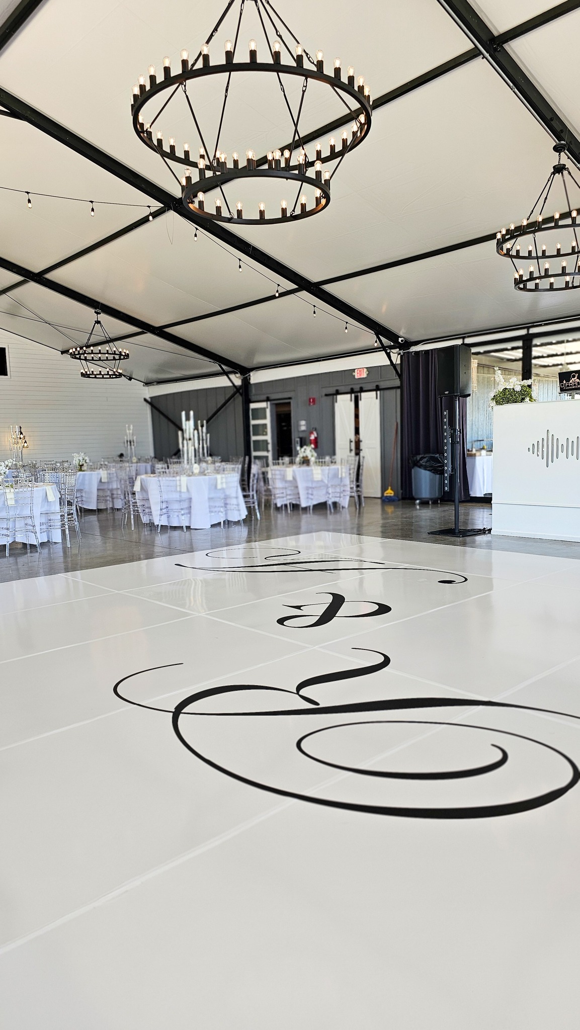 Custom White Dance Floor by Gigi Backdrops